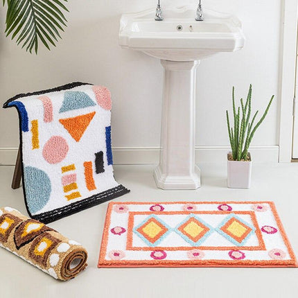 Bunte Badematte im Marokko-Design
