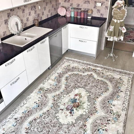 Grauer Vintage Teppich Läufer für Flur