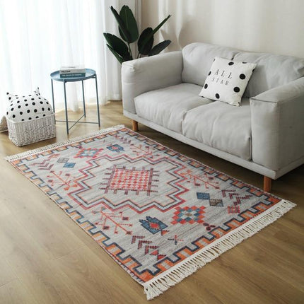 Wohnzimmer Teppich in Orange und Grau