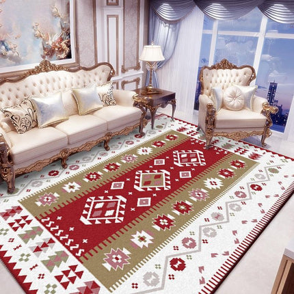 Wohnzimmer Teppich in Rot Weiß