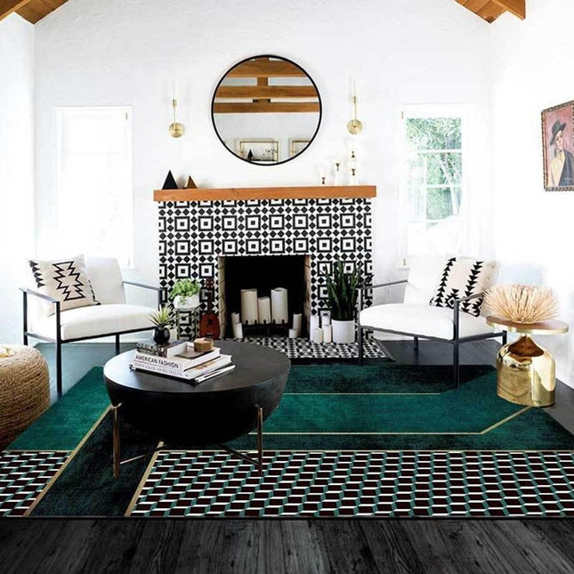 Wohnzimmer Teppich in Smaragdgrün Modern