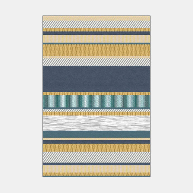 Gestreifter Skandi-Teppich Senfgelb und Blau