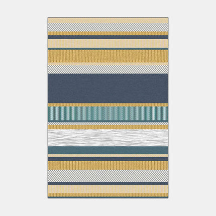 Gestreifter Skandi-Teppich Senfgelb und Blau