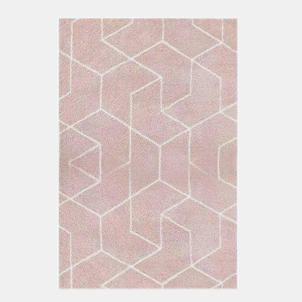 Shaggy Teppich Puderrosa geometrisches Muster