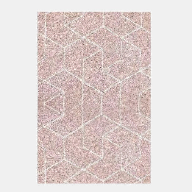 Shaggy Teppich Puderrosa geometrisches Muster