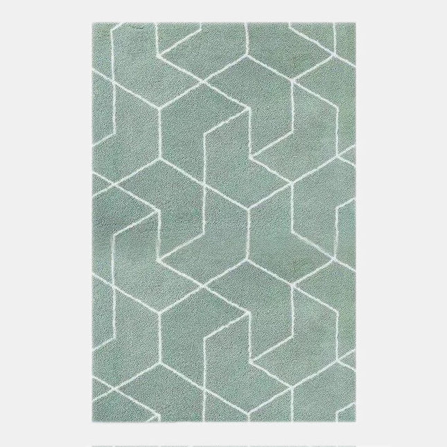 Shaggy Teppich Mintgrün mit geometrischem Muster