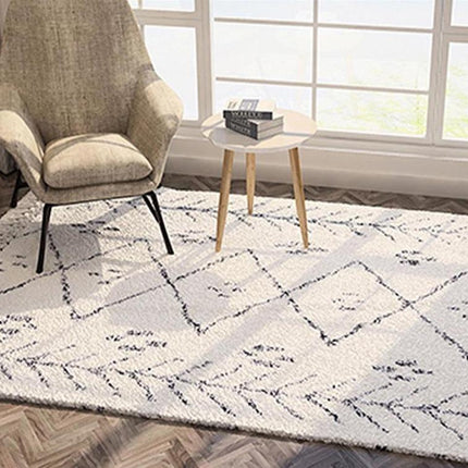 Weißer Berber Teppich dezentes Muster