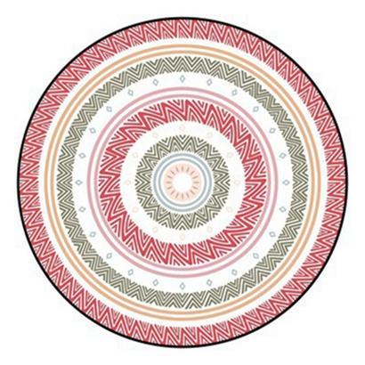 Runder Teppich in Grün Gelb Rot