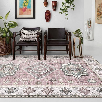 Vintage Teppich in Rosa und Grau