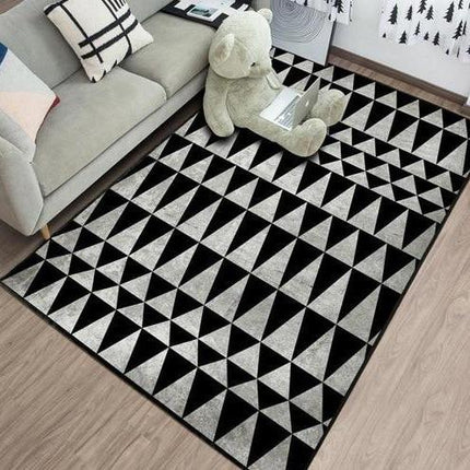Vinyl Teppich Schwarz-Weiß mit Dreiecken